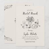 Whimsical Handschrift Bridal Brunch Einladung (Vorne/Hinten)