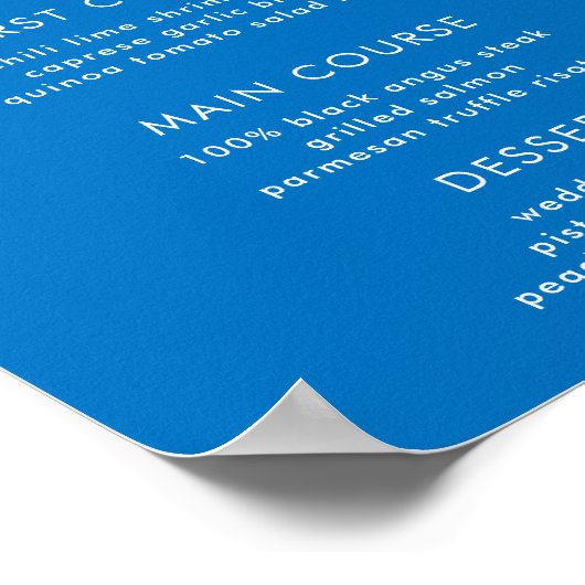 Whimsical Handwriting Blue Menu Poster (Ecke)