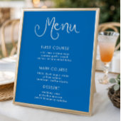 Whimsical Handwriting Blue Menu Poster