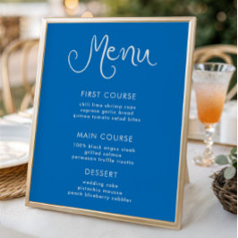 Whimsical Handwriting Blue Menu Poster