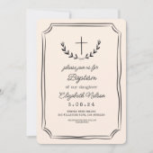 Whimsical Handwriting Cross Baptism Einladung (Vorderseite)