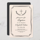 Whimsical Handwriting Cross Baptism Einladung
