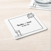 Whimsical Handwriting Disco Personalisiert Wedding Rechteckiger Pappuntersetzer (angewinkelt)