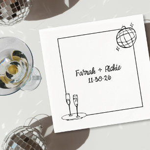 Whimsical Handwriting Disco Personalisiert Wedding Serviette