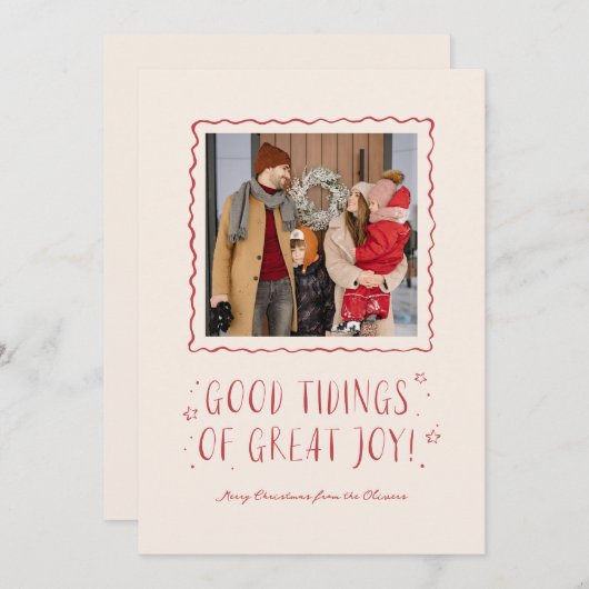 Whimsical Handwriting Good Tidings Weihnachten (Vorne/Hinten)