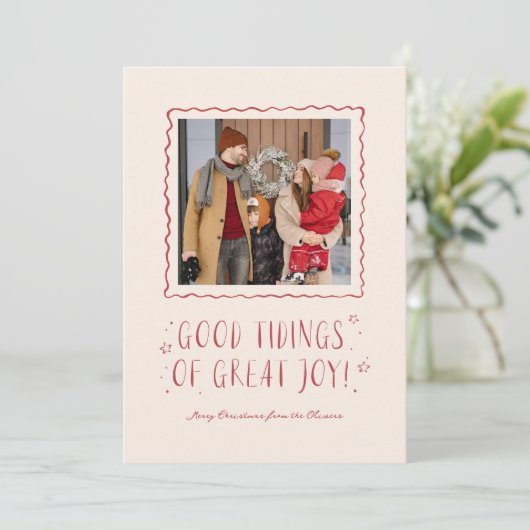 Whimsical Handwriting Good Tidings Weihnachten (Stehend Vorderseite)