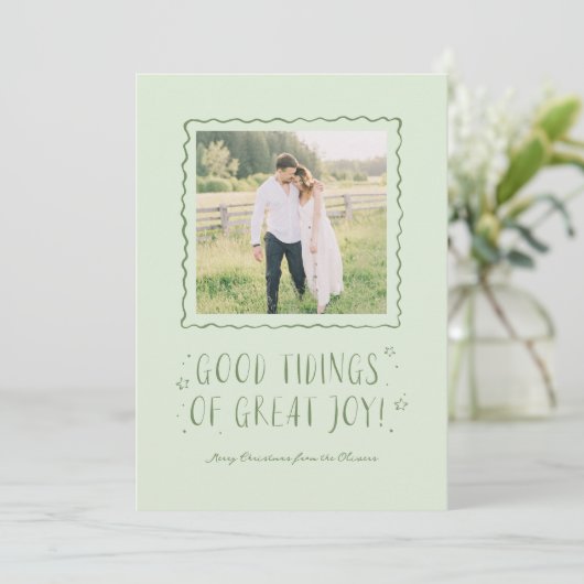 Whimsical Handwriting Good Tidings Weihnachten (Stehend Vorderseite)