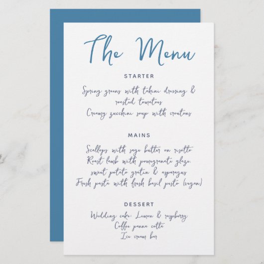 Whimsical Handwriting Script Blue Lässig Wedding (Vorne/Hinten)