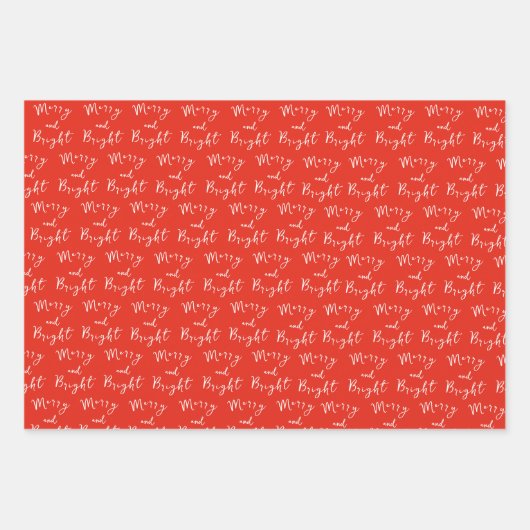 Whimsical Handwriting Script Merry and Bright Xmas Geschenkpapier Set (Vorderseite 3)