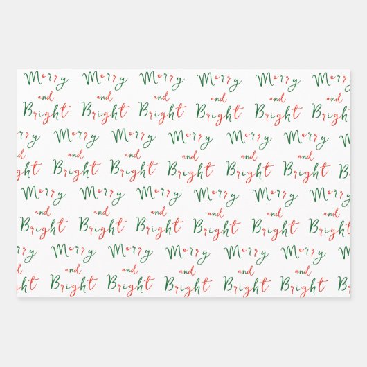 Whimsical Handwriting Script Merry and Bright Xmas Geschenkpapier Set (Vorderseite 2)