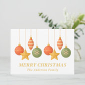 Whimsical Hanging Weihnachtsschmuck Feiertagskarte (Stehend Vorderseite)