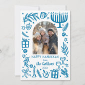 Whimsical Hanukkah Cute Custom Arch PHOTO Feiertagskarte (Vorderseite)