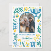 Whimsical Hanukkah Cute Custom Arch PHOTO Feiertagskarte (Vorderseite)