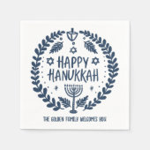 Whimsical Hanukkah Holiday Menorah Dreidel Custom Serviette (Vorderseite)