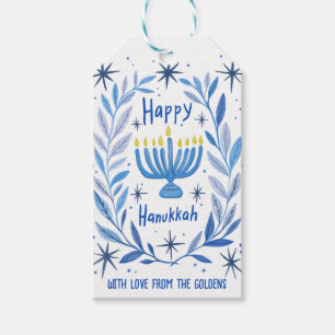 Whimsical Hanukkah Holiday Menorah Malerei Custom Geschenkanhänger