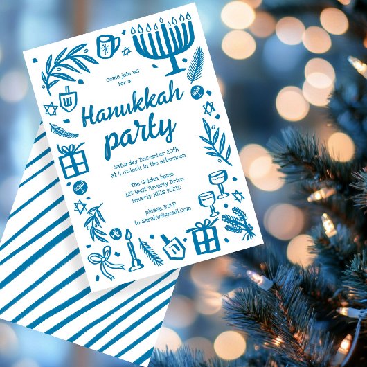 Whimsical Hanukkah Holiday Party Niedlich Custom Einladung