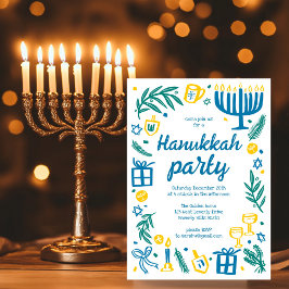 Whimsical Hanukkah Holiday Party Niedlich Custom Einladung