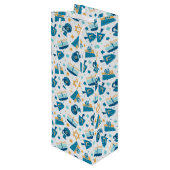 Whimsical Hanukkah Pattern Geschenktüte Für Weinflaschen (Rückseite Schrägansicht)