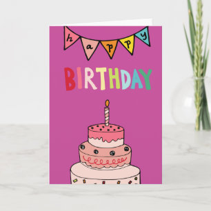 Whimsical Happy Birthday Cake Card Karte