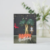 Whimsical Happy Birthday Surreal Altered Art Postkarte (Stehend Vorderseite)