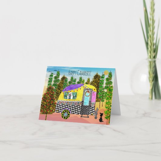 Whimsical Happy Campers Holiday Greeting Card Karte (Vorderseite)