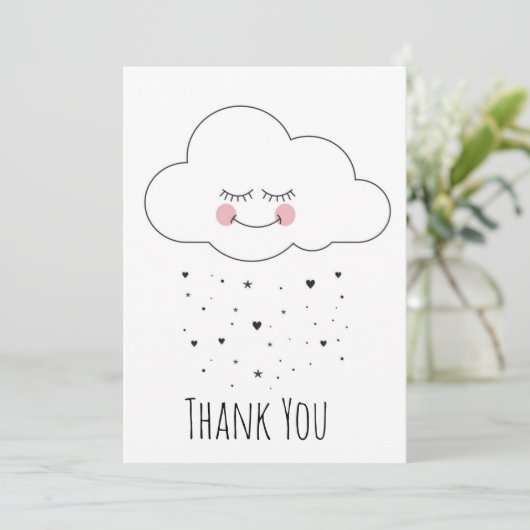 Whimsical Happy Cloud Dankeskarte (Stehend Vorderseite)