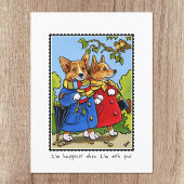 Whimsical Happy Corgi Dog Custom Postkarte