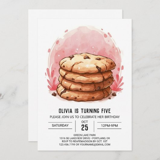 Whimsical Happy Editable Cookies Geburtstag Einladung (Vorne/Hinten)