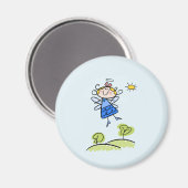 Whimsical Happy Flying Angel Fairy Magnet (Vorderseite/Rückseite)