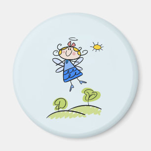 Whimsical Happy Flying Angel Fairy Magnet