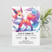 Whimsical Happy Fox Geburtstag Einladung (Stehend Vorderseite)