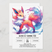 Whimsical Happy Fox Geburtstag Einladung (Vorne/Hinten)