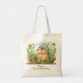 Whimsical Happy Groundhog Day Wasserfarbe Tragetasche (Rückseite)