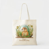 Whimsical Happy Groundhog Day Wasserfarbe Tragetasche (Vorne)