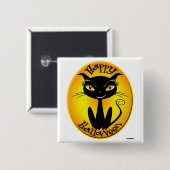 Whimsical Happy Halloween Cat Button (Vorne & Hinten)