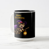 Whimsical happy Halloween two Zweifarbige Tasse (Vorderseite Links)