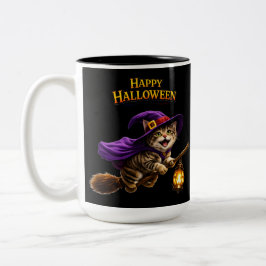 Whimsical happy Halloween two Zweifarbige Tasse