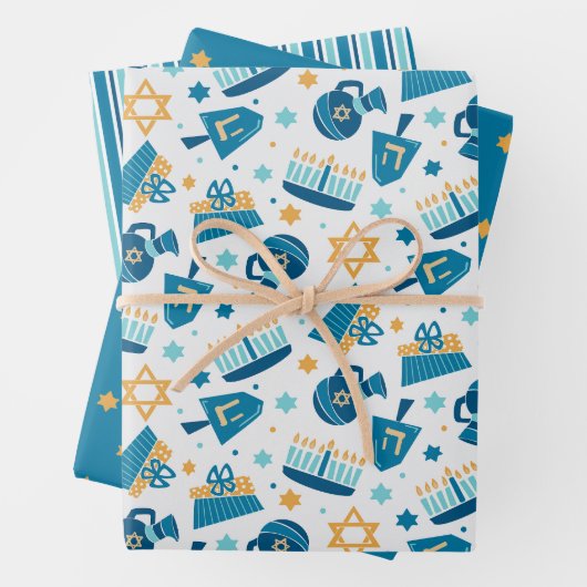 Whimsical Happy Hannukah Coodinating Geschenkpapier Set (Beispiel)