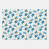 Whimsical Happy Hannukah Coodinating Geschenkpapier Set (Vorderseite)