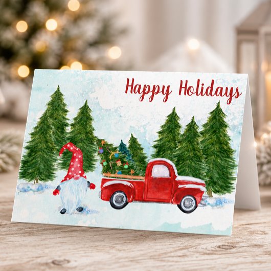 Whimsical Happy Holidays Gnome Karte