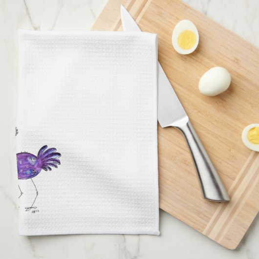 Whimsical Happy Lila Ostrich Geschirrtuch (Viertel Falte)