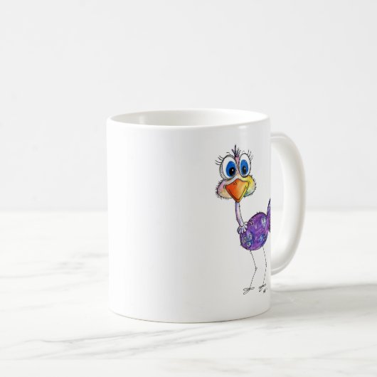 Whimsical Happy Lila Ostrich Kaffeetasse (VorderseiteRechts)