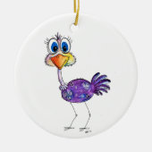 Whimsical Happy Lila Ostrich Keramik Ornament (Vorne)