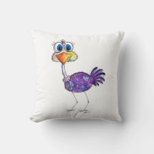 Whimsical Happy Lila Ostrich