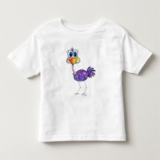 Whimsical Happy Lila Ostrich Kleinkind T-shirt (Vorderseite)