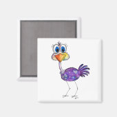 Whimsical Happy Lila Ostrich Magnet (Vorderseite/Rückseite)