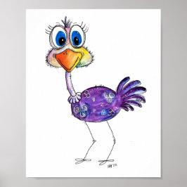 Whimsical Happy Lila Ostrich Poster
