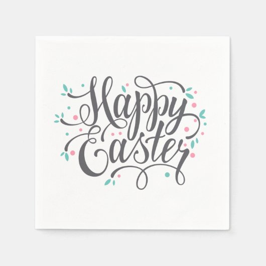 Whimsical Happy Oaster Calligraphy | Serviette (Vorderseite)