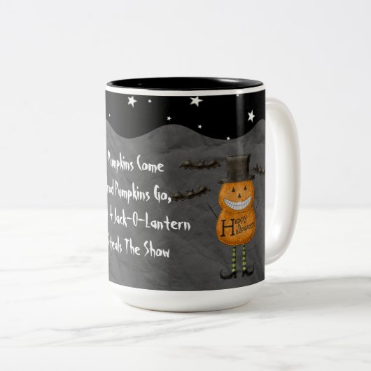 Whimsical Happy Pumpkin Man and Poem Tasse (VorderseiteRechts)