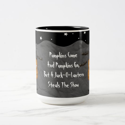 Whimsical Happy Pumpkin Man and Poem Tasse (Mittel)